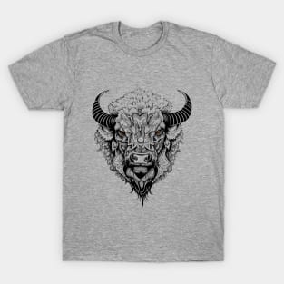 Buffalo Bison Wild Animal Nature Illustration Art Tattoo T-Shirt